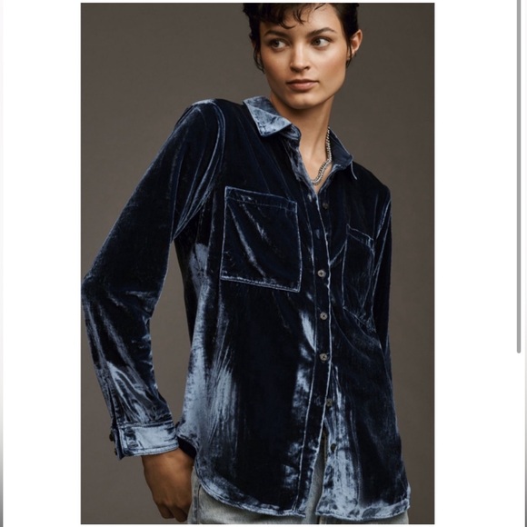 Anthropologie Tops - Anthropologie Hadley Relaxed Buttondown Shirt navy xs
